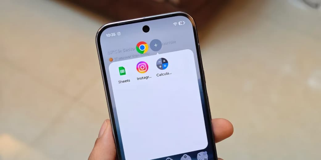 Android 17 app bubbles multitasking interface shown on a phone.