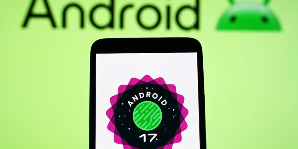 Android 17 security badge shown on a phone screen.