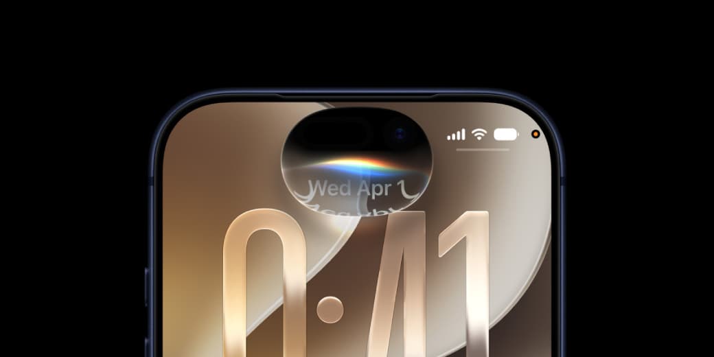 Close-up of an iPhone display showing Apple interface details.