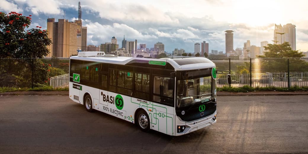 A BasiGo electric bus in Nairobi. Credit: BasiGo.