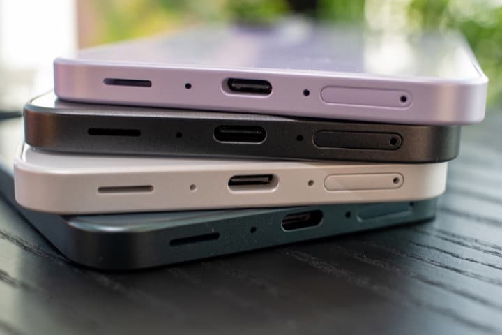 Samsung Galaxy A37 5G USB-C charging ports stacked together. Credit: Daniel Schmidt.
