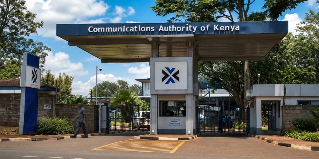 Entrance to the Communications Authority of Kenya headquarters in Nairobi.