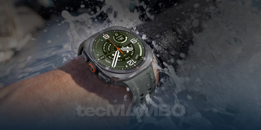 The Samsung Galaxy Watch Ultra2 rugged titanium smartwatch worn on a wrist outdoors. Credit: Samsung.