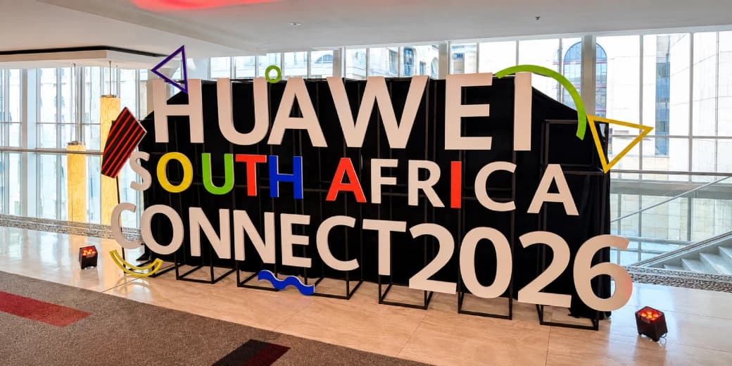 Huawei South Africa Connect 2026 event display inside the conference venue.