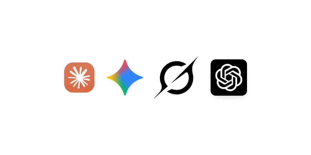 Claude, Gemini, Grok and ChatGPT logos shown together for a story about choosing practical AI models.