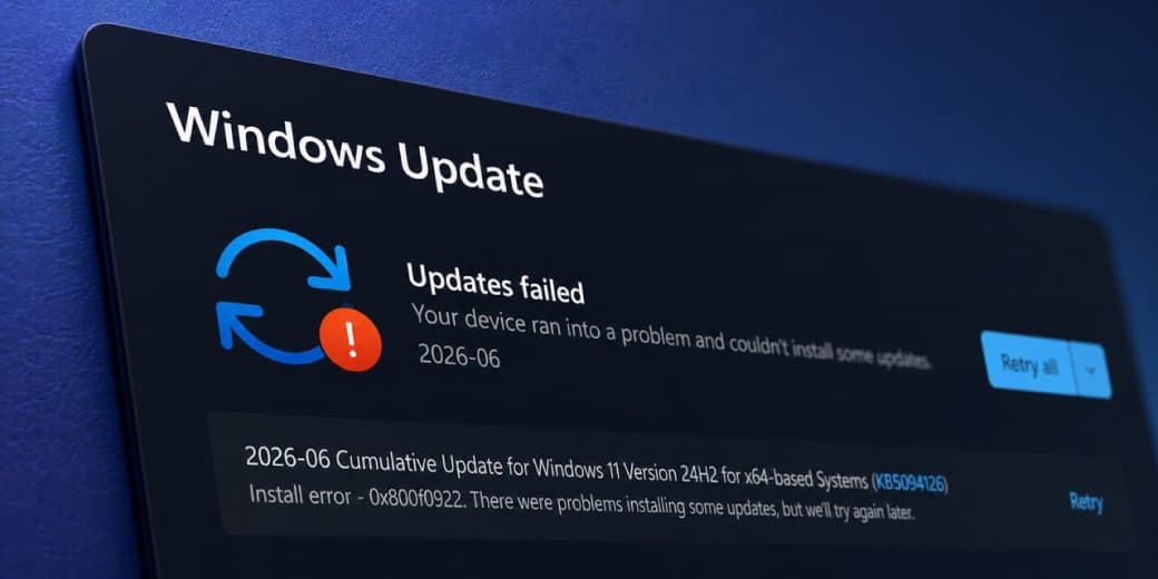 A Windows update screen on a laptop.